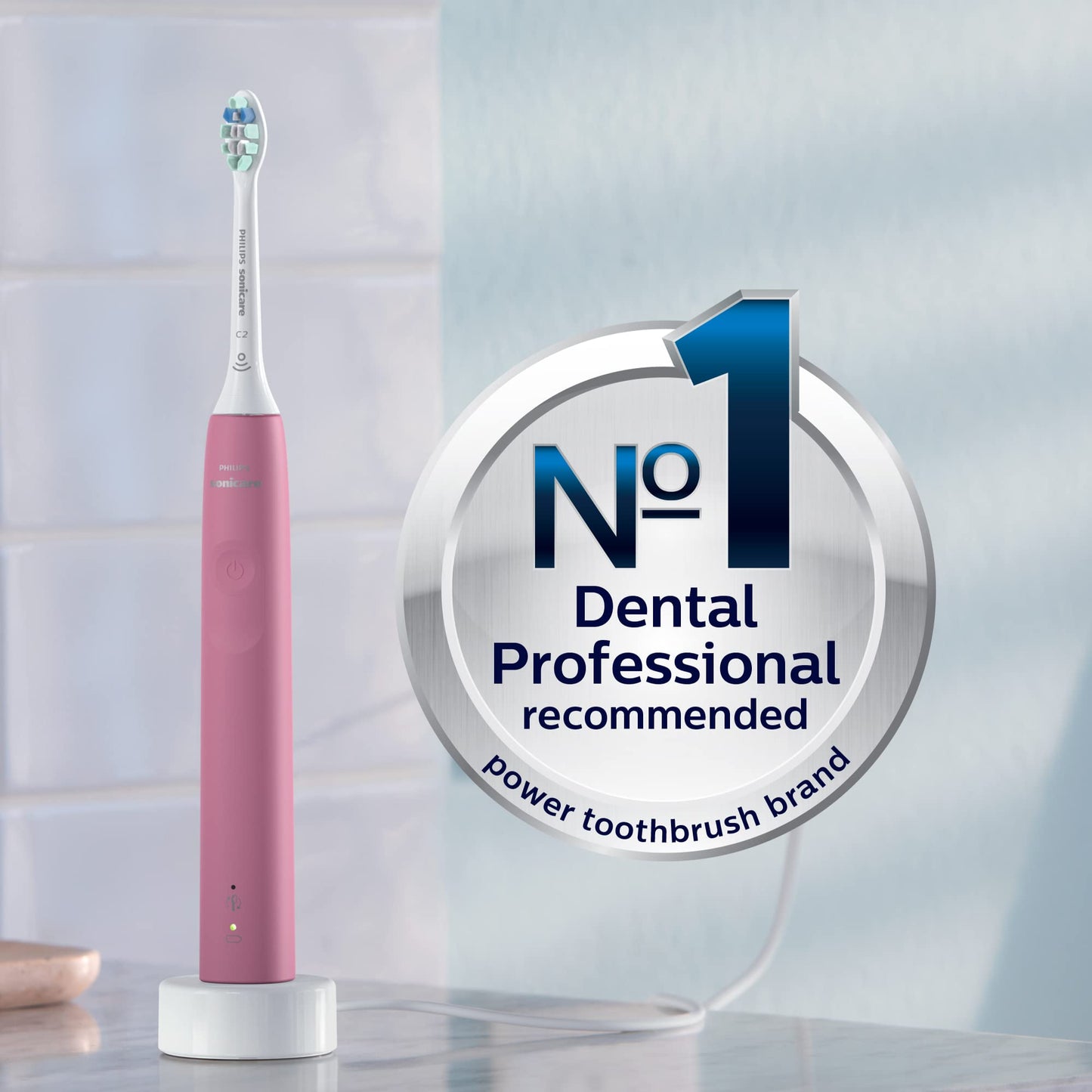 Philips Sonicare 4100 Rechargeable Electric Toothbrush, with Pressure Sensor, 2 Intensity Settings, SmarTimer and QuadPacer, 14-Day Battery Life, White, Model HX3681/23