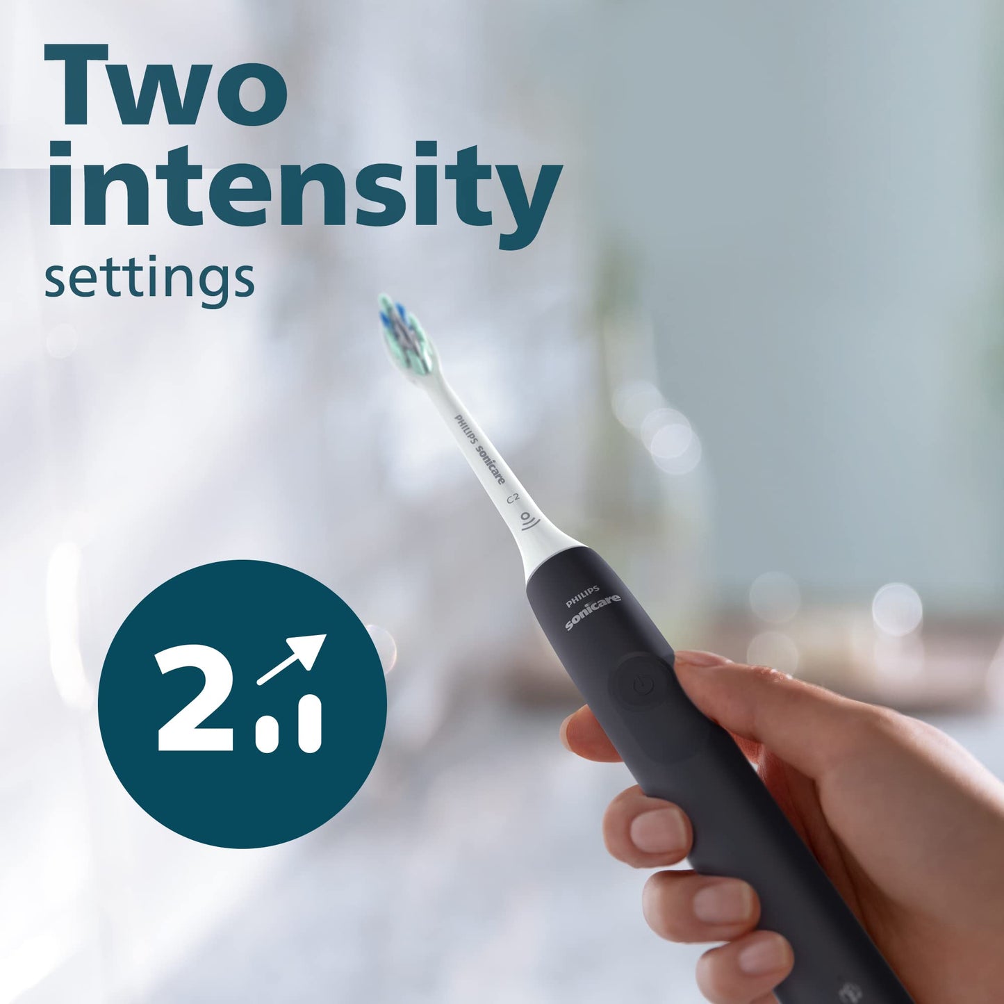 Philips Sonicare 4100 Rechargeable Electric Toothbrush, with Pressure Sensor, 2 Intensity Settings, SmarTimer and QuadPacer, 14-Day Battery Life, White, Model HX3681/23