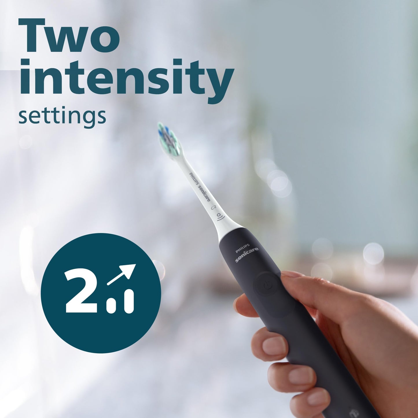 Philips Sonicare 4100 Rechargeable Electric Toothbrush, with Pressure Sensor, 2 Intensity Settings, SmarTimer and QuadPacer, 14-Day Battery Life, White, Model HX3681/23