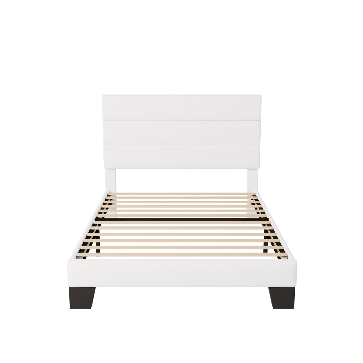 Allewie Queen Size Platform Bed Frame with Fabric Upholstered Headboard and Wooden Slats Support, Fully Upholstered Mattress Foundation/No Box Spring Needed/Easy Assembly, Dark Grey
