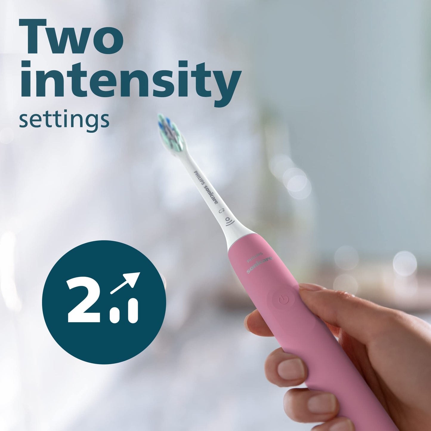 Philips Sonicare 4100 Rechargeable Electric Toothbrush, with Pressure Sensor, 2 Intensity Settings, SmarTimer and QuadPacer, 14-Day Battery Life, White, Model HX3681/23