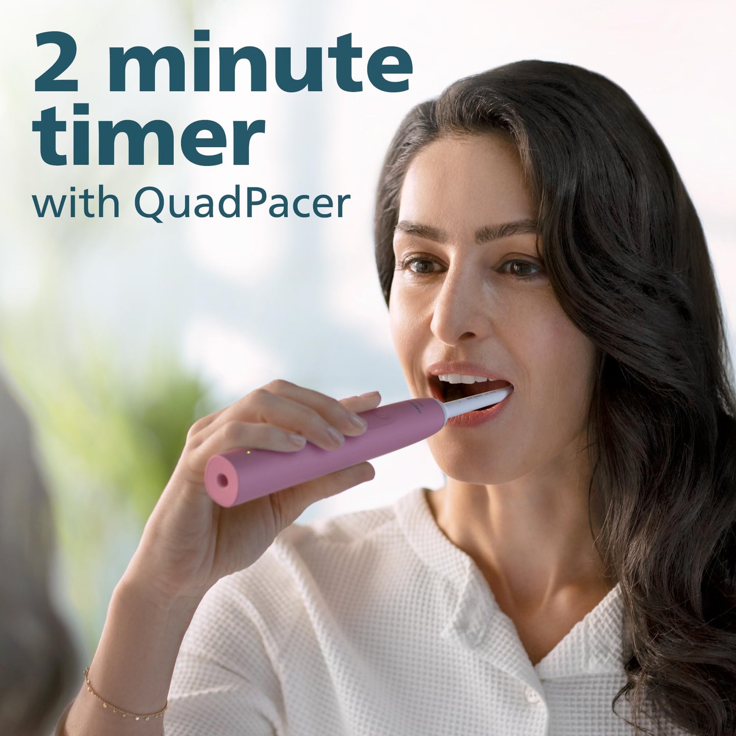 Philips Sonicare 4100 Rechargeable Electric Toothbrush, with Pressure Sensor, 2 Intensity Settings, SmarTimer and QuadPacer, 14-Day Battery Life, White, Model HX3681/23