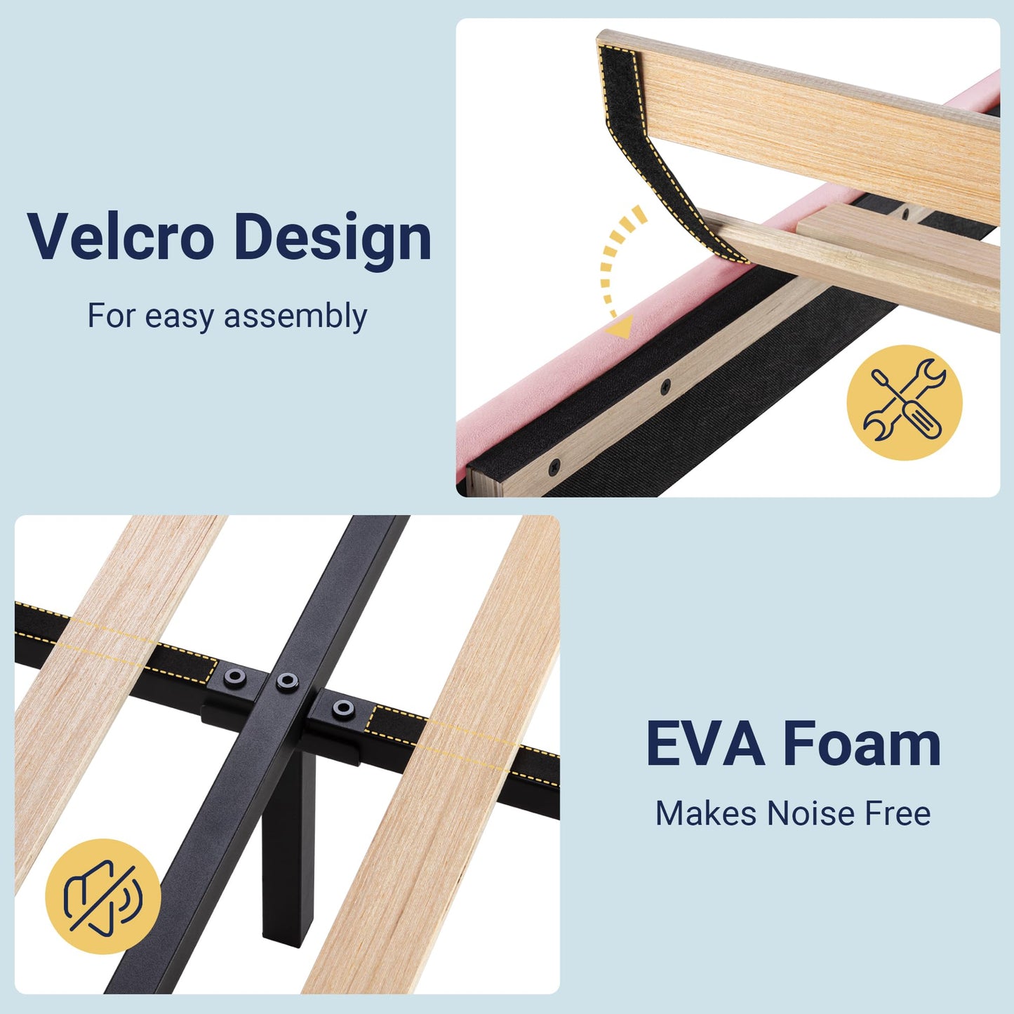 Allewie Queen Size Platform Bed Frame with Fabric Upholstered Headboard and Wooden Slats Support, Fully Upholstered Mattress Foundation/No Box Spring Needed/Easy Assembly, Dark Grey