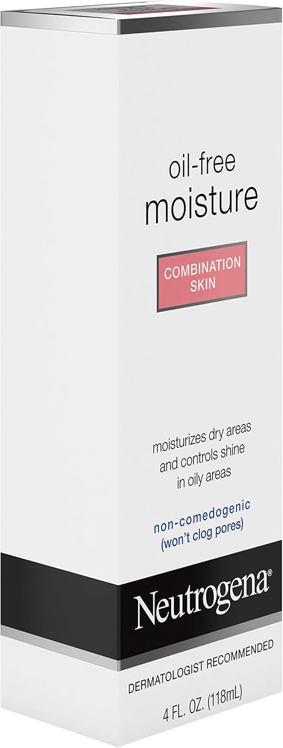 Neutrogena Oil Free Moisture Glycerin Face Moisturizer & Neck Cream for Combination Skin, Lightweight, Oil Absorbing Facial Moisturizer Lotion for a Soft Natural Matte, 4 fl. oz