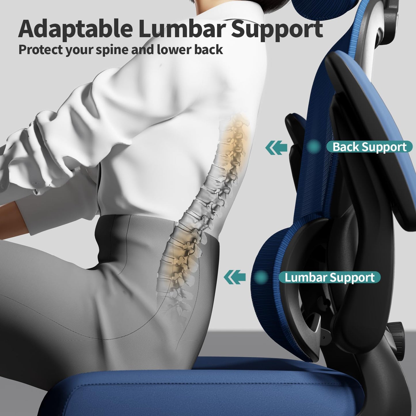 TRALT Office Chair Ergonomic Desk Chair, 330 LBS Home Mesh Office Desk Chairs with Wheels, Comfortable Gaming Chair, High Back Office Chair for Long Hours (Black)