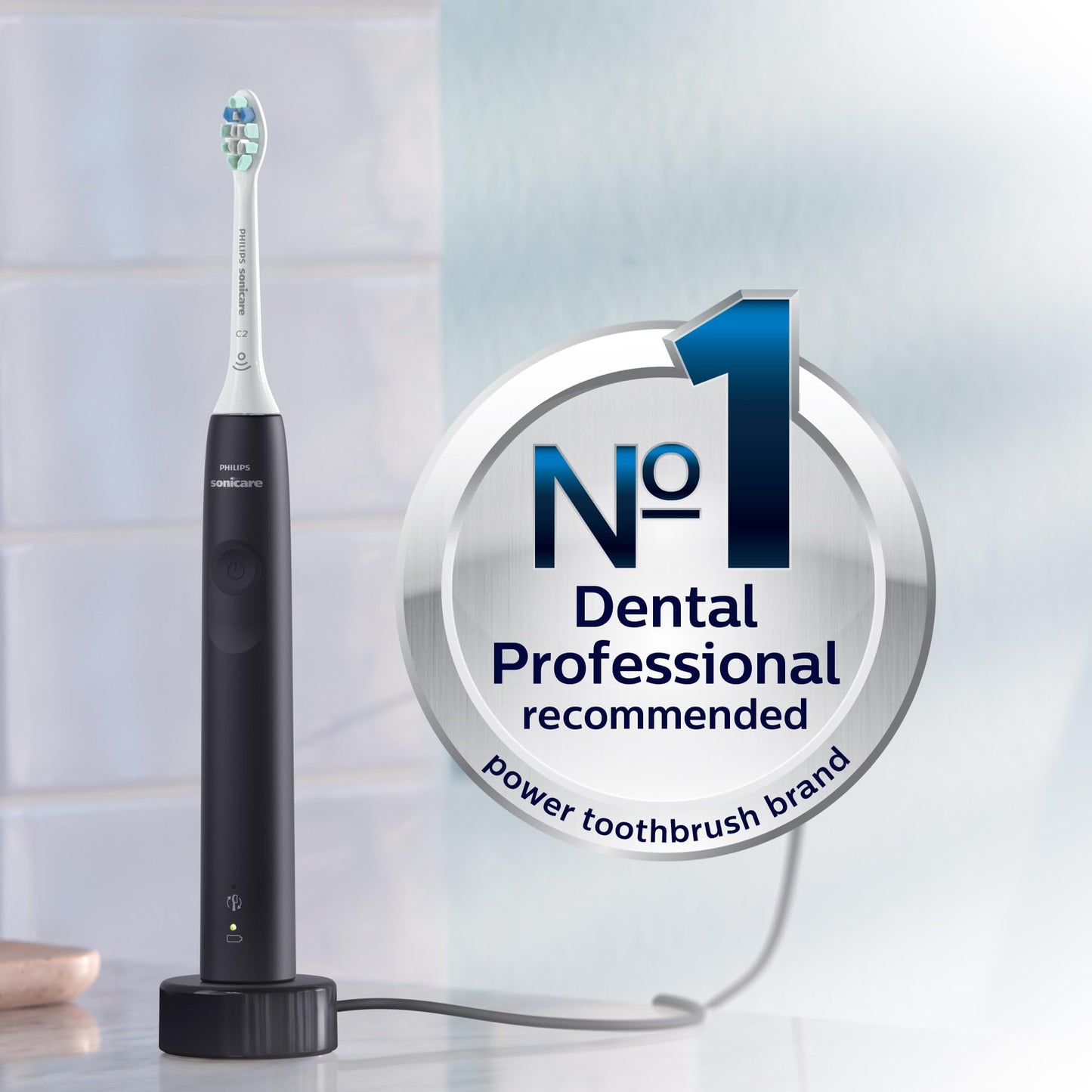 Philips Sonicare 4100 Rechargeable Electric Toothbrush, with Pressure Sensor, 2 Intensity Settings, SmarTimer and QuadPacer, 14-Day Battery Life, White, Model HX3681/23