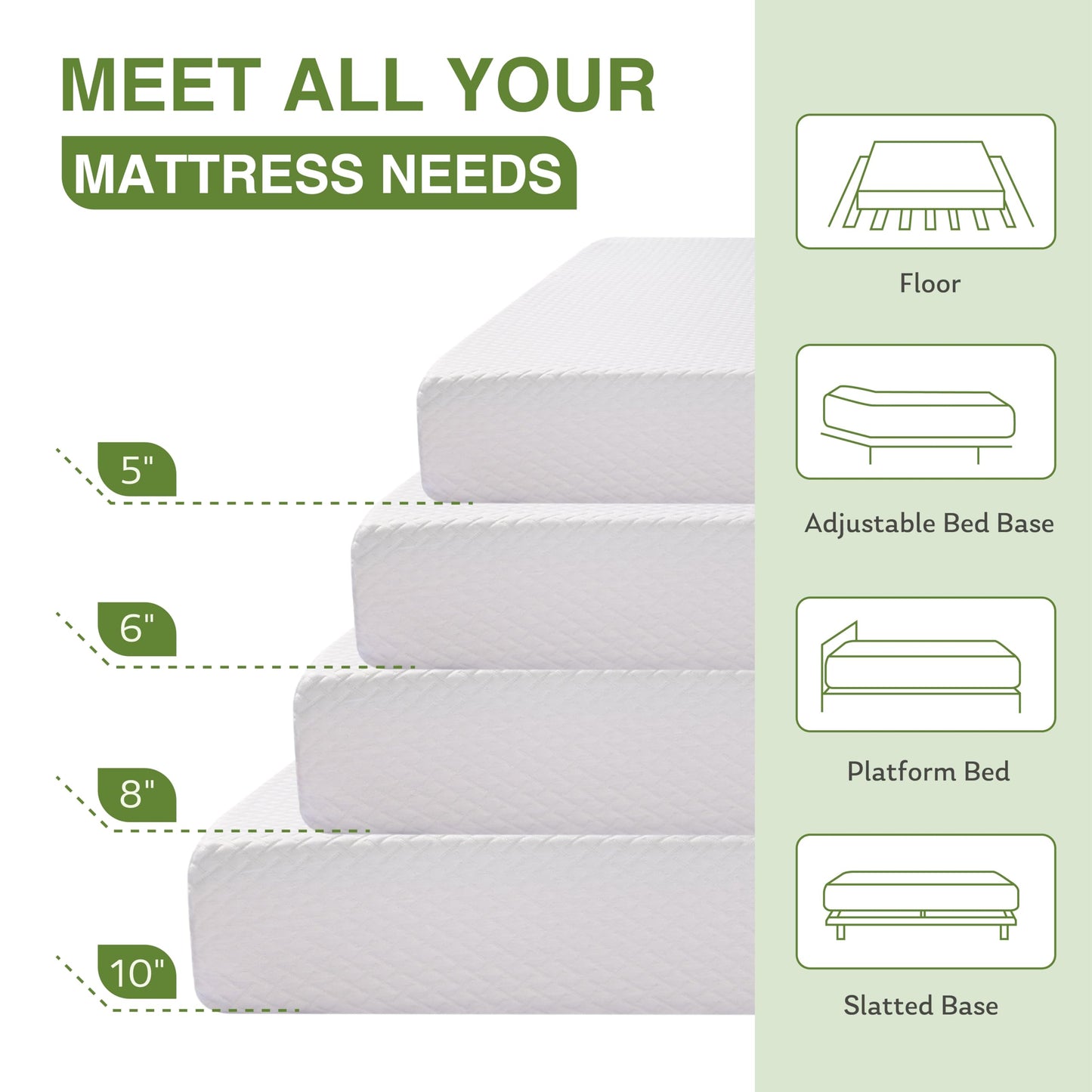 Full Size Memory Foam Mattress, 8 Inch Bed Mattress in A Box with Cooling Green Tea Gel, Pressure Relief with Medium Firm Support, CertiPUR-US Certified, 75''L x 54''W, 37.3 pounds White