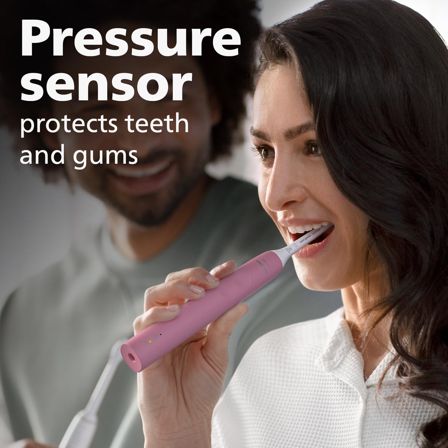 Philips Sonicare 4100 Rechargeable Electric Toothbrush, with Pressure Sensor, 2 Intensity Settings, SmarTimer and QuadPacer, 14-Day Battery Life, White, Model HX3681/23
