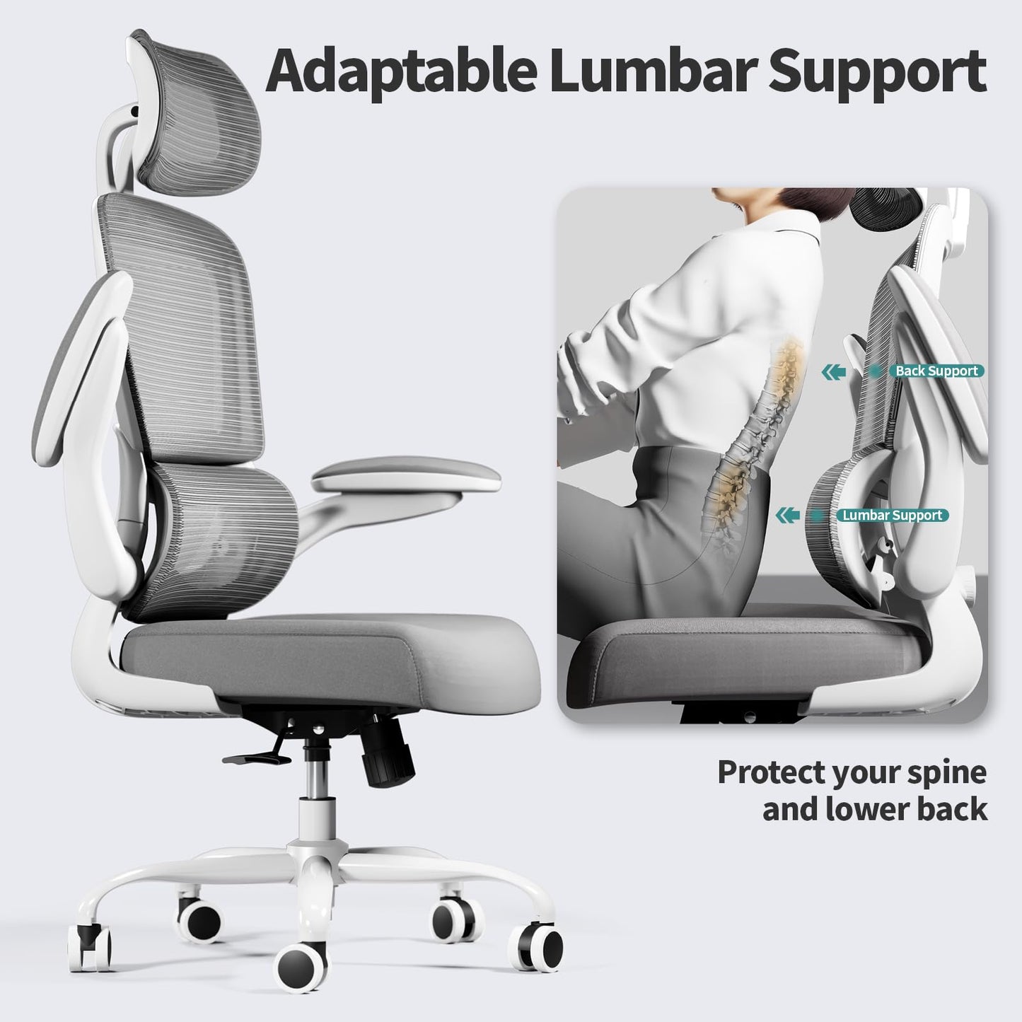 TRALT Office Chair Ergonomic Desk Chair, 330 LBS Home Mesh Office Desk Chairs with Wheels, Comfortable Gaming Chair, High Back Office Chair for Long Hours (Black)