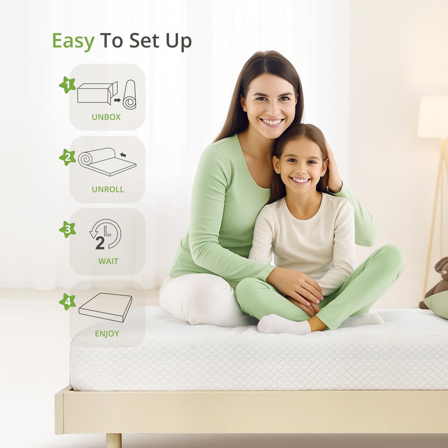 Full Size Memory Foam Mattress, 8 Inch Bed Mattress in A Box with Cooling Green Tea Gel, Pressure Relief with Medium Firm Support, CertiPUR-US Certified, 75''L x 54''W, 37.3 pounds White