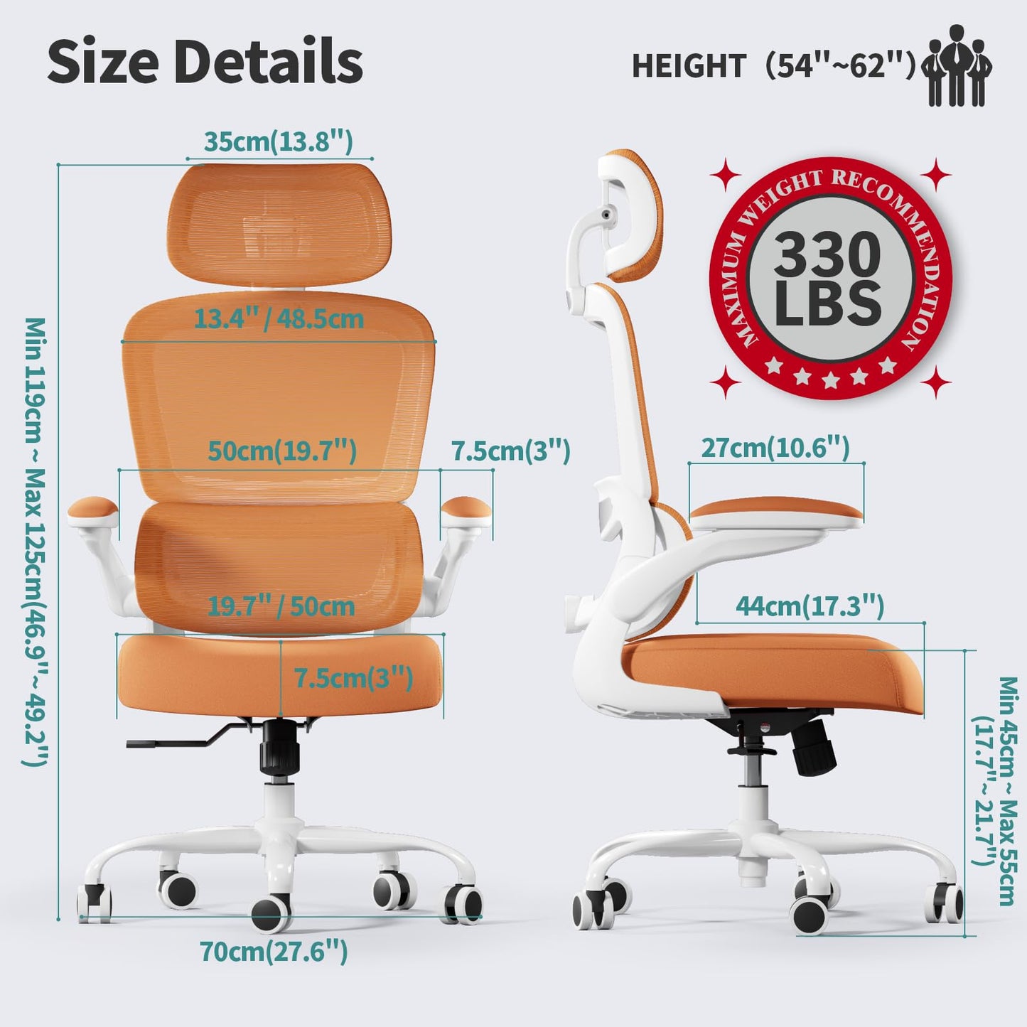 TRALT Office Chair Ergonomic Desk Chair, 330 LBS Home Mesh Office Desk Chairs with Wheels, Comfortable Gaming Chair, High Back Office Chair for Long Hours (Black)