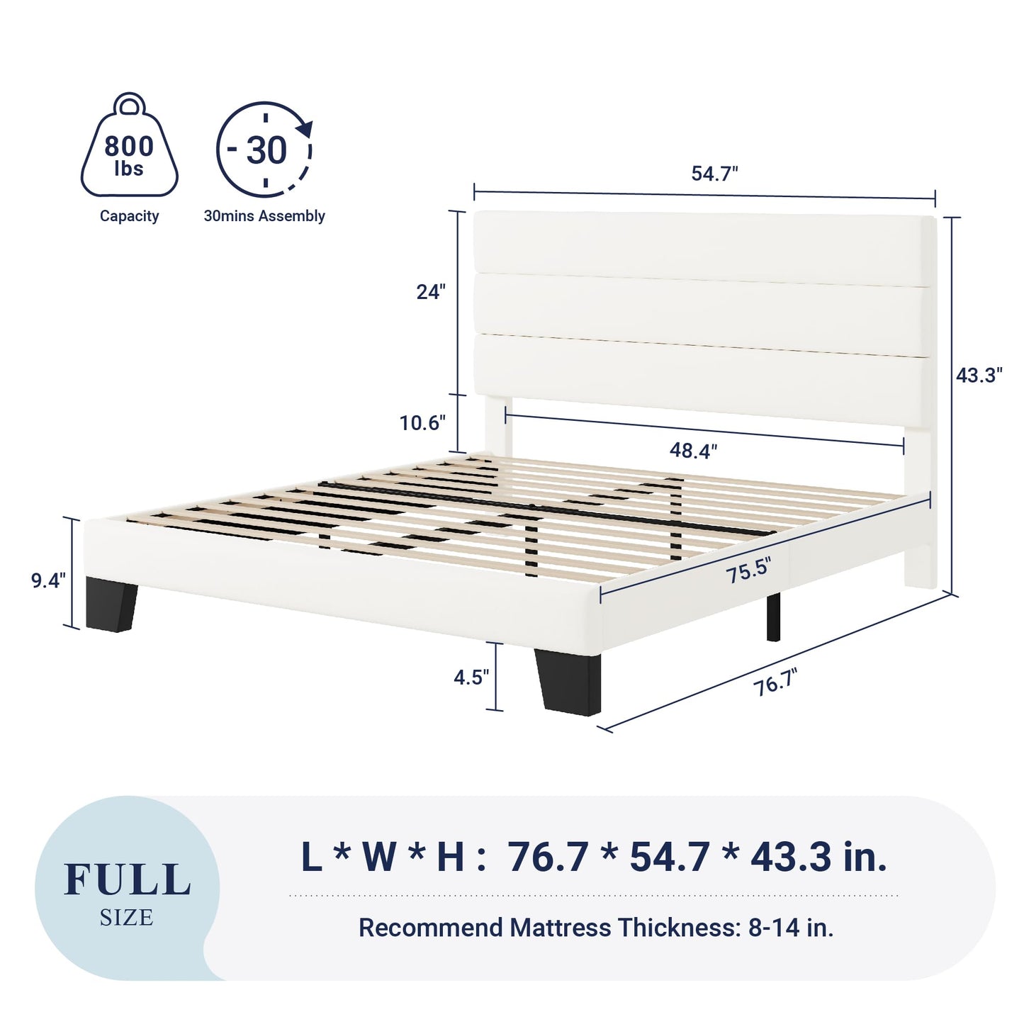 Allewie Queen Size Platform Bed Frame with Fabric Upholstered Headboard and Wooden Slats Support, Fully Upholstered Mattress Foundation/No Box Spring Needed/Easy Assembly, Dark Grey