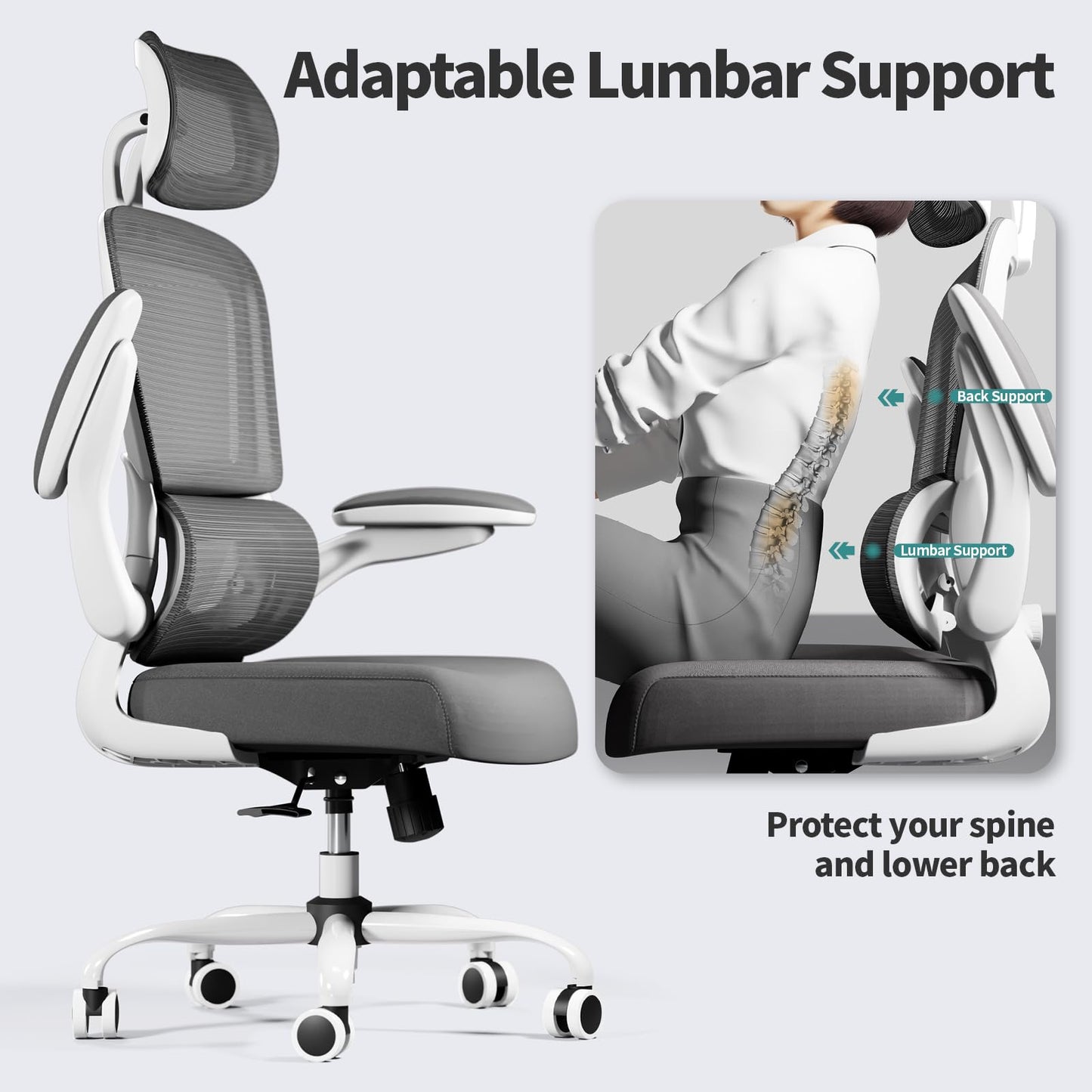 TRALT Office Chair Ergonomic Desk Chair, 330 LBS Home Mesh Office Desk Chairs with Wheels, Comfortable Gaming Chair, High Back Office Chair for Long Hours (Black)