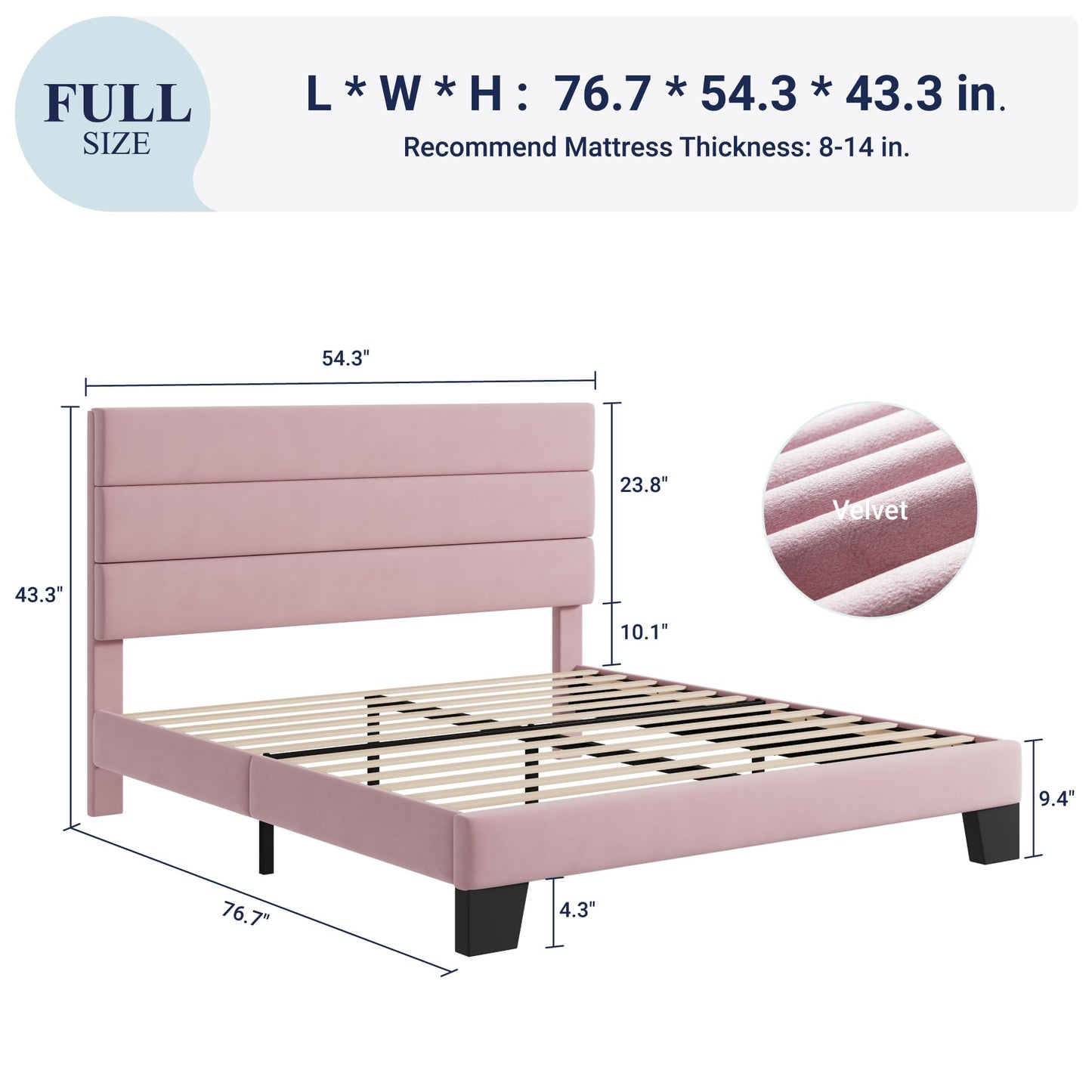 Allewie Queen Size Platform Bed Frame with Fabric Upholstered Headboard and Wooden Slats Support, Fully Upholstered Mattress Foundation/No Box Spring Needed/Easy Assembly, Dark Grey