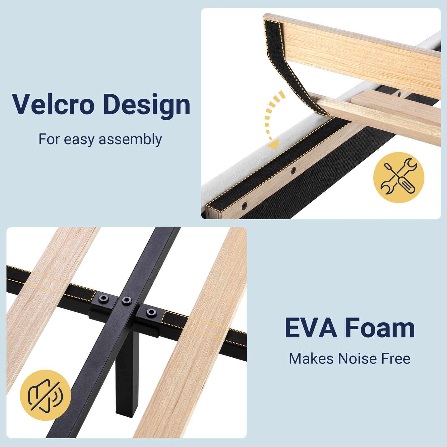 Allewie Queen Size Platform Bed Frame with Fabric Upholstered Headboard and Wooden Slats Support, Fully Upholstered Mattress Foundation/No Box Spring Needed/Easy Assembly, Dark Grey