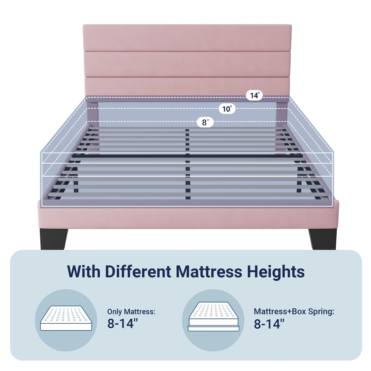 Allewie Queen Size Platform Bed Frame with Fabric Upholstered Headboard and Wooden Slats Support, Fully Upholstered Mattress Foundation/No Box Spring Needed/Easy Assembly, Dark Grey