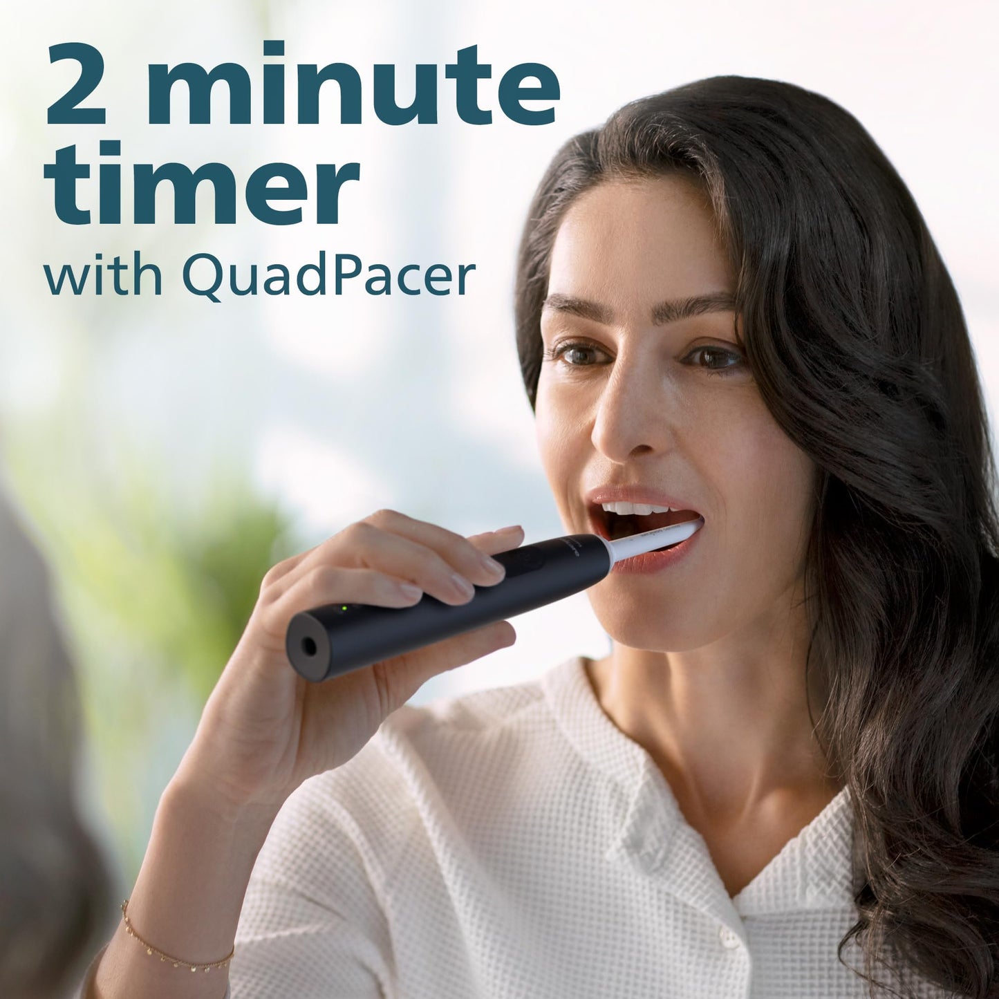 Philips Sonicare 4100 Rechargeable Electric Toothbrush, with Pressure Sensor, 2 Intensity Settings, SmarTimer and QuadPacer, 14-Day Battery Life, White, Model HX3681/23
