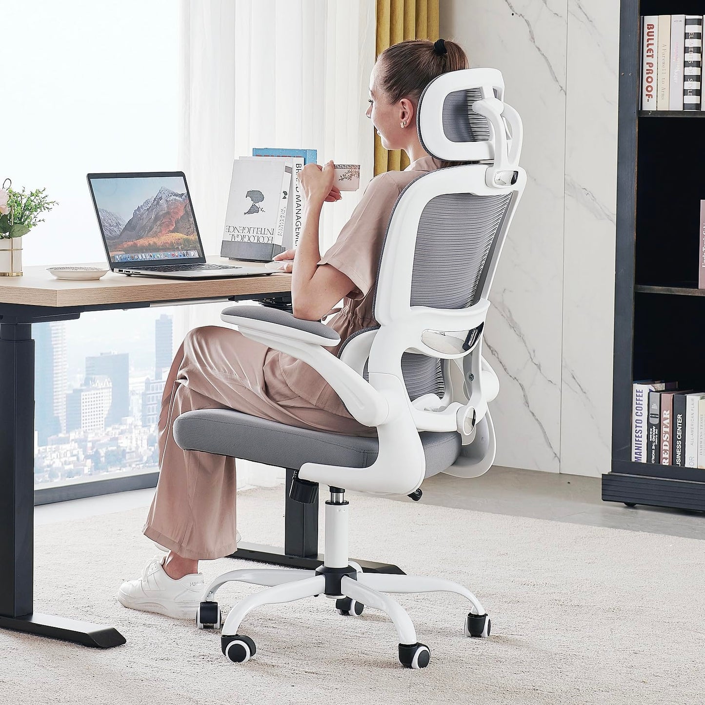 TRALT Office Chair Ergonomic Desk Chair, 330 LBS Home Mesh Office Desk Chairs with Wheels, Comfortable Gaming Chair, High Back Office Chair for Long Hours (Black)