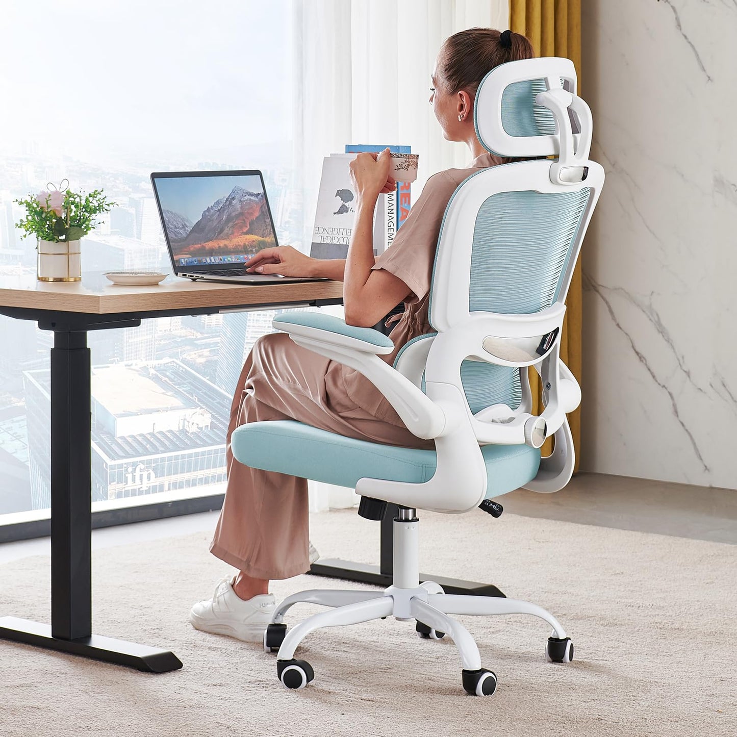 TRALT Office Chair Ergonomic Desk Chair, 330 LBS Home Mesh Office Desk Chairs with Wheels, Comfortable Gaming Chair, High Back Office Chair for Long Hours (Black)