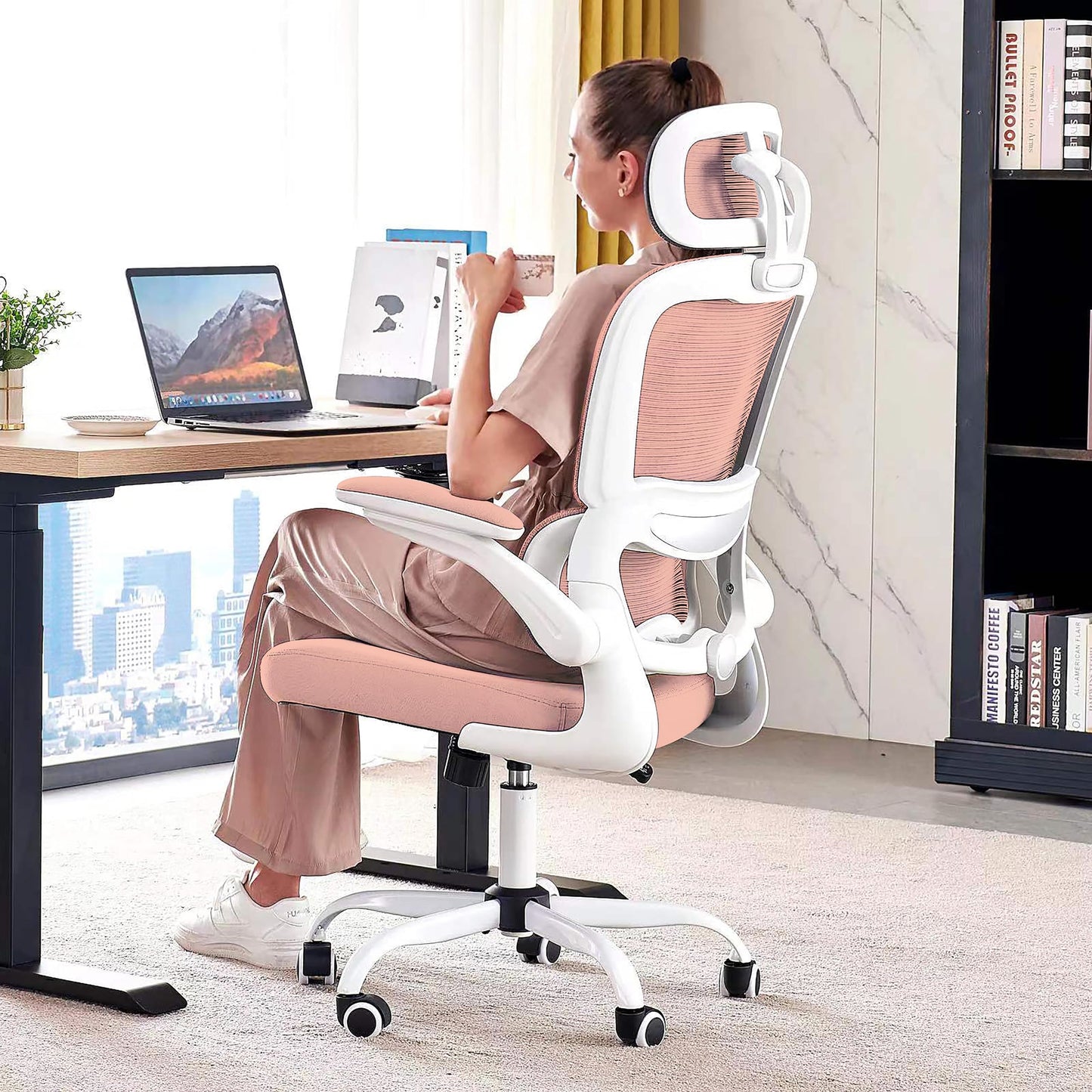 TRALT Office Chair Ergonomic Desk Chair, 330 LBS Home Mesh Office Desk Chairs with Wheels, Comfortable Gaming Chair, High Back Office Chair for Long Hours (Black)