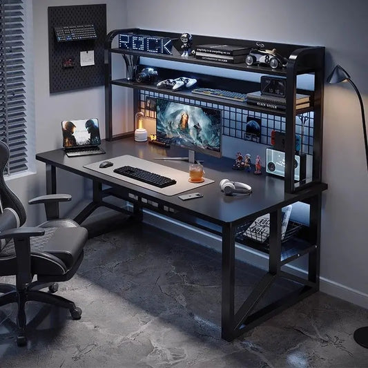 Sturdy Gaming Computer Desk with Metal Legs - Home Office Workstation