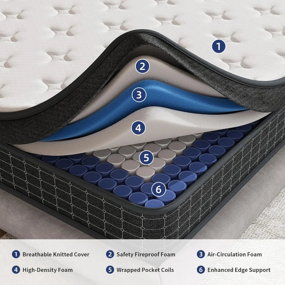 12-Inch Twin Mattress in a Box - Pocket Coil Memory Foam with Motion Isolation & Pressure Relief
