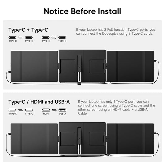 14.1" Laptop Screen Extender - Dual/Triple FHD Monitor for Windows & MacBook
