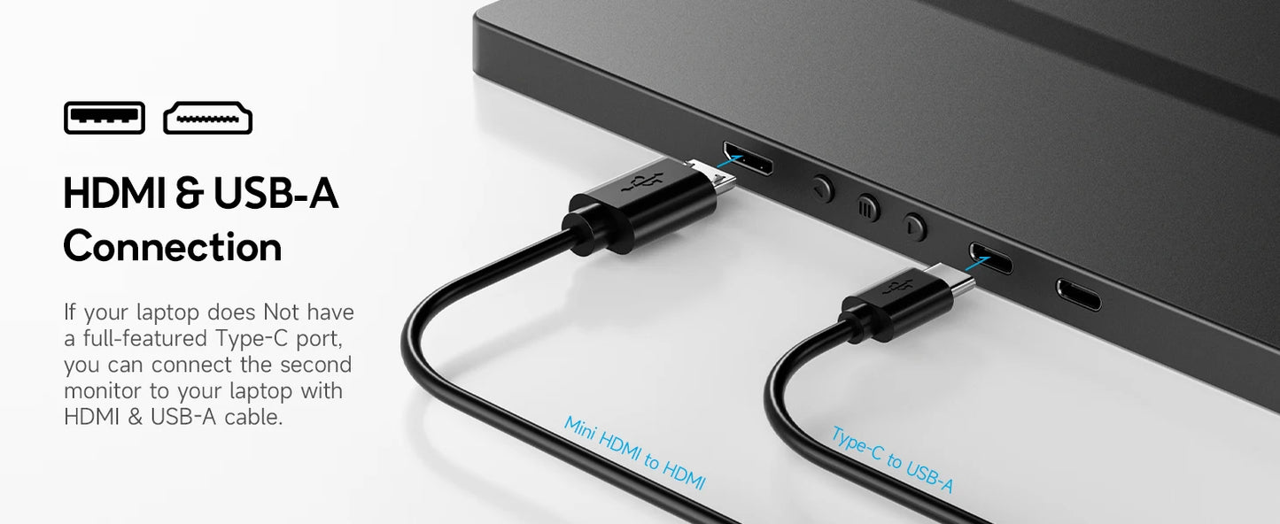 14.1" Laptop Screen Extender - Dual/Triple FHD Monitor for Windows & MacBook