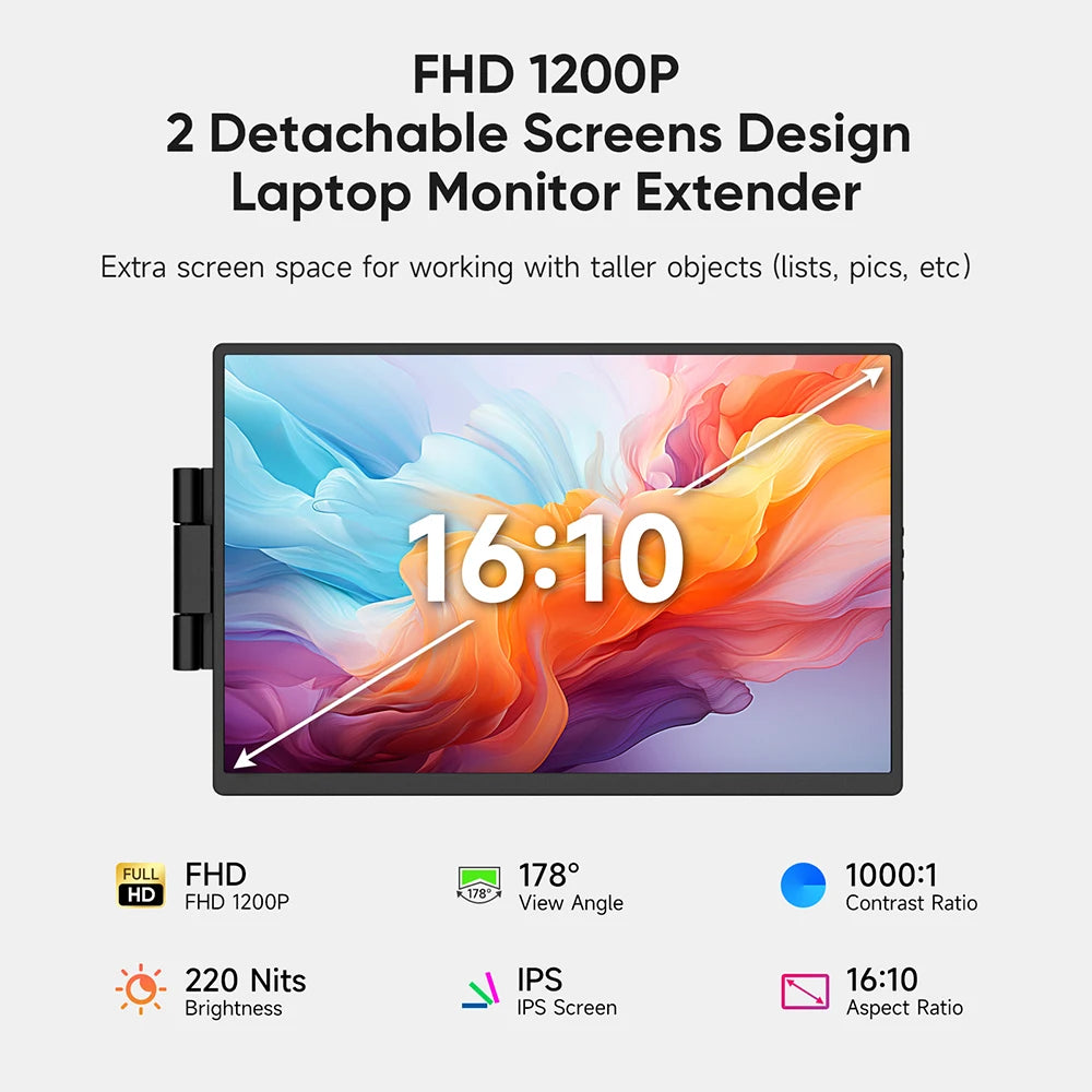 14.1" Laptop Screen Extender - Dual/Triple FHD Monitor for Windows & MacBook