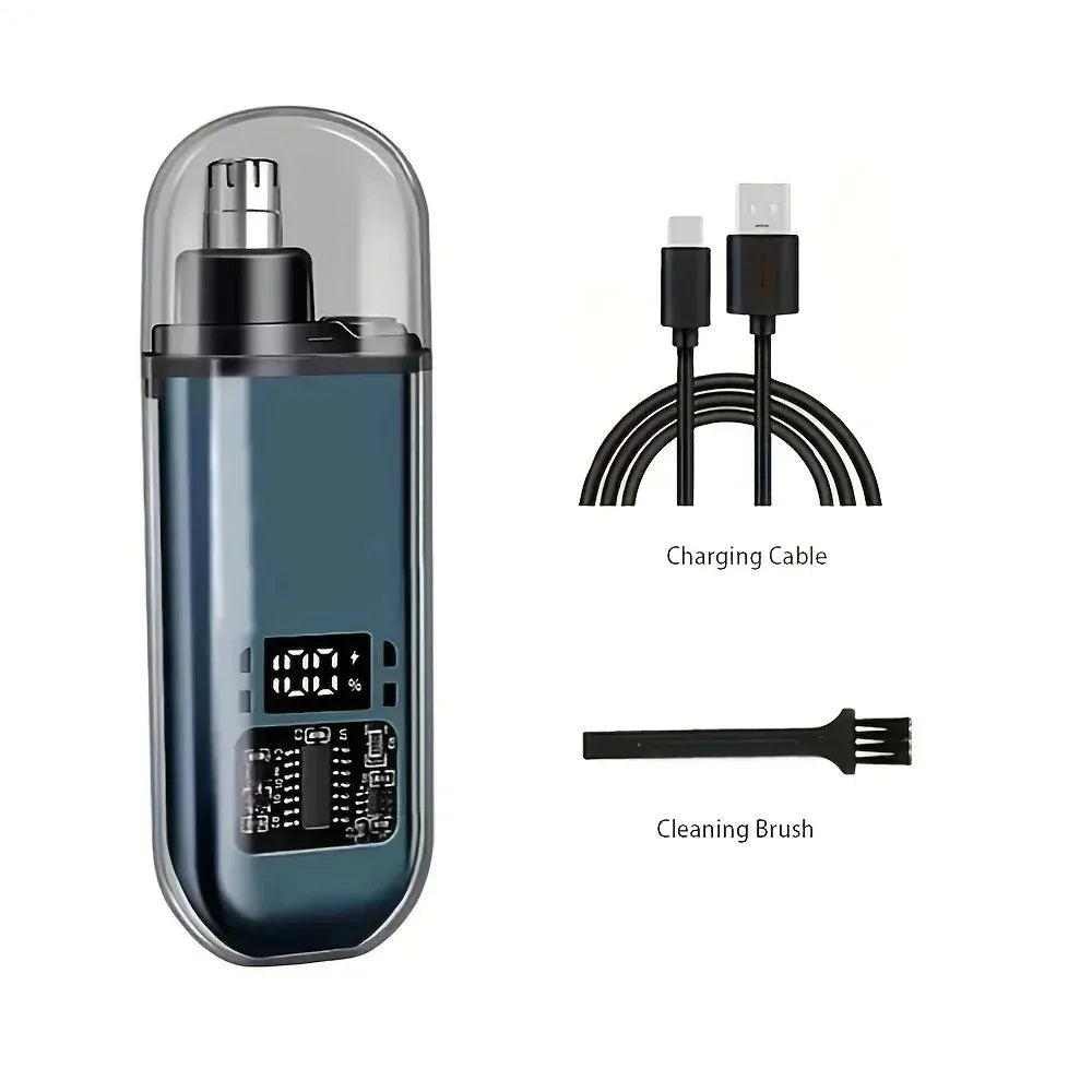 USB Rechargeable Nose & Ear Hair Trimmer - Waterproof Painless Grooming Tool for Men