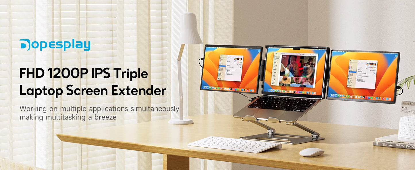 14.1" Laptop Screen Extender - Dual/Triple FHD Monitor for Windows & MacBook