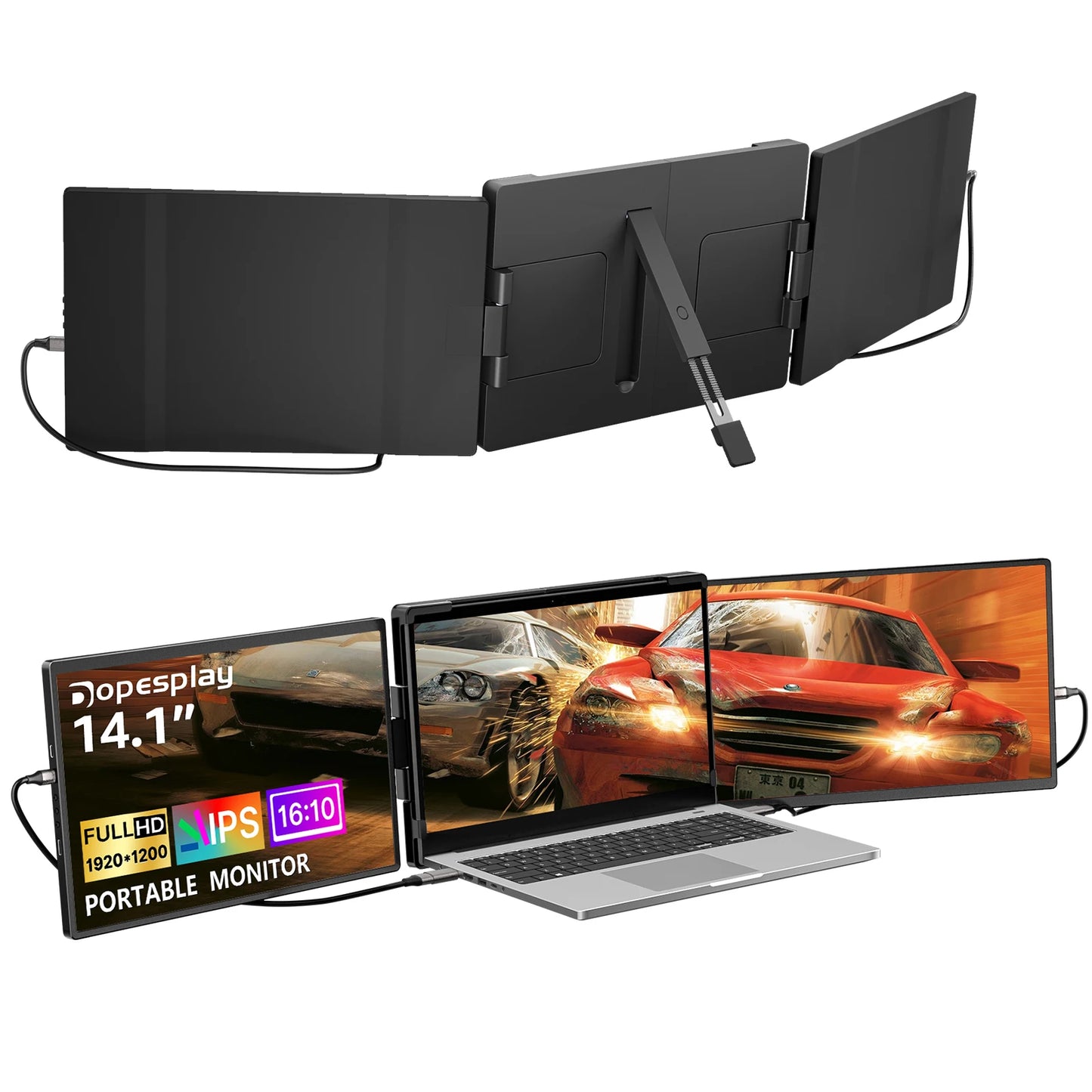 14.1" Laptop Screen Extender - Dual/Triple FHD Monitor for Windows & MacBook