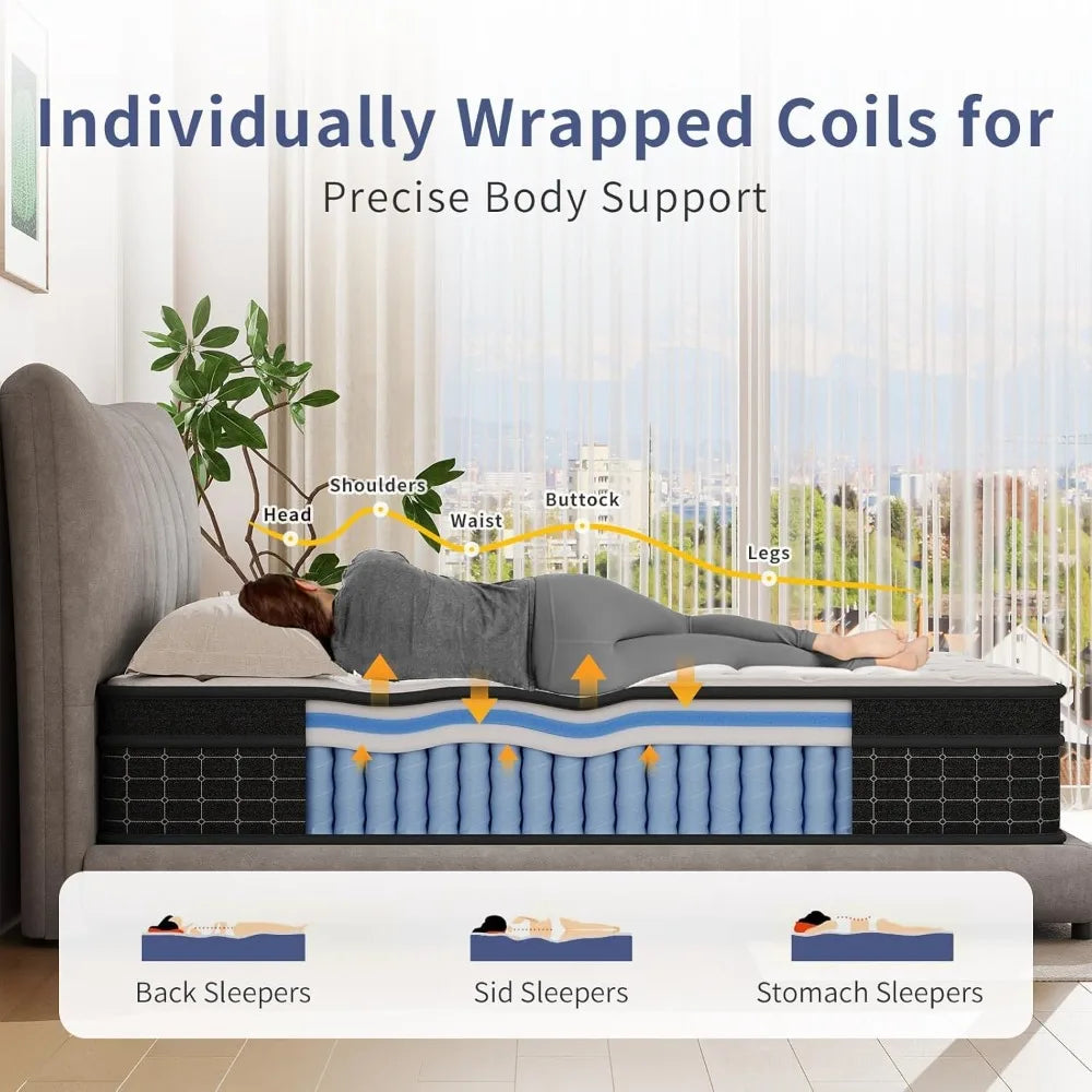 12-Inch Twin Mattress in a Box - Pocket Coil Memory Foam with Motion Isolation & Pressure Relief