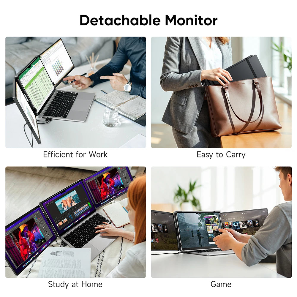 14.1" Laptop Screen Extender - Dual/Triple FHD Monitor for Windows & MacBook