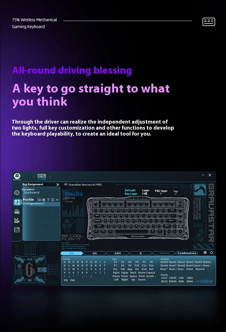 GravaStar 75k1pro Esports Gaming Mechanical Keyboard
