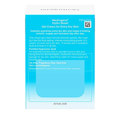 Neutrogena Hydro Boost Hyaluronic Acid Hydrating Gel-Cream Face Moisturizer to Hydrate & Smooth Extra-Dry Skin, Oil-Free, Fragrance-Free, Non-Comedogenic & Dye-Free Face Lotion, 1.7 oz