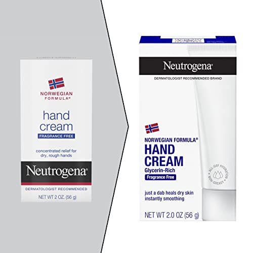 Neutrogena Norwegian Formula Moisturizing Hand Cream Formulated with Glycerin for Dry, Rough Hands, Fragrance-Free Intensive Hand Cream, 2 oz (Pack of 2)