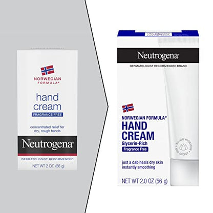Neutrogena Norwegian Formula Moisturizing Hand Cream Formulated with Glycerin for Dry, Rough Hands, Fragrance-Free Intensive Hand Cream, 2 oz (Pack of 2)