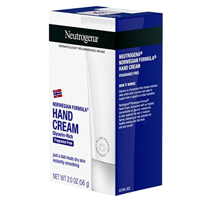 Neutrogena Norwegian Formula Moisturizing Hand Cream Formulated with Glycerin for Dry, Rough Hands, Fragrance-Free Intensive Hand Cream, 2 oz (Pack of 2)