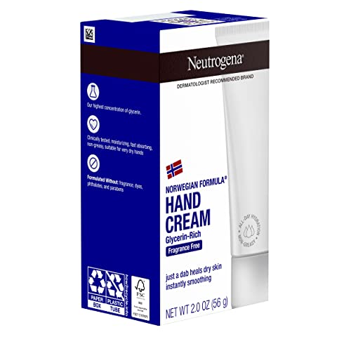 Neutrogena Norwegian Formula Moisturizing Hand Cream Formulated with Glycerin for Dry, Rough Hands, Fragrance-Free Intensive Hand Cream, 2 oz (Pack of 2)