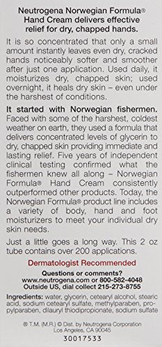 Neutrogena Norwegian Formula Moisturizing Hand Cream Formulated with Glycerin for Dry, Rough Hands, Fragrance-Free Intensive Hand Cream, 2 oz (Pack of 2)