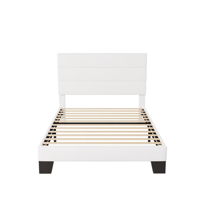 Allewie Queen Size Platform Bed Frame with Fabric Upholstered Headboard and Wooden Slats Support, Fully Upholstered Mattress Foundation/No Box Spring Needed/Easy Assembly, Dark Grey