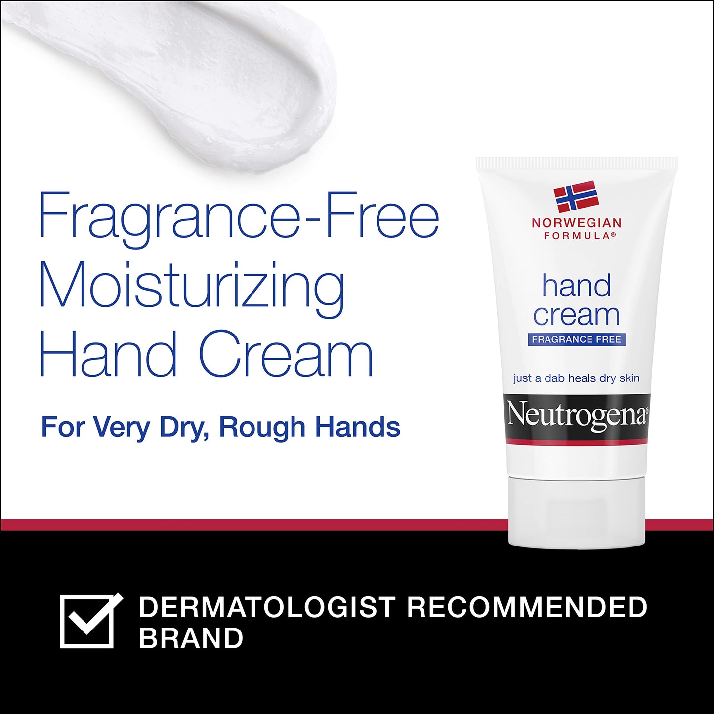 Neutrogena Norwegian Formula Moisturizing Hand Cream Formulated with Glycerin for Dry, Rough Hands, Fragrance-Free Intensive Hand Cream, 2 oz (Pack of 2)