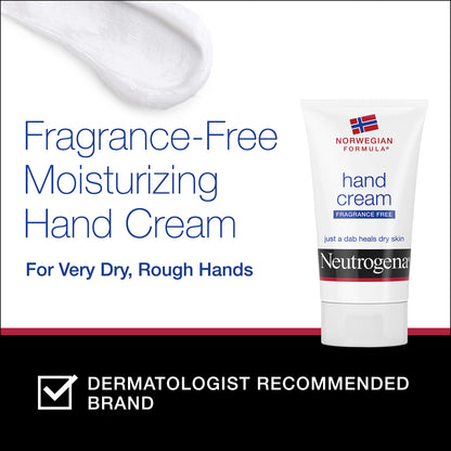 Neutrogena Norwegian Formula Moisturizing Hand Cream Formulated with Glycerin for Dry, Rough Hands, Fragrance-Free Intensive Hand Cream, 2 oz (Pack of 2)