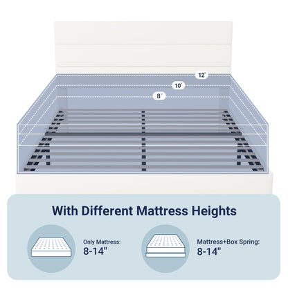 Allewie Queen Size Platform Bed Frame with Fabric Upholstered Headboard and Wooden Slats Support, Fully Upholstered Mattress Foundation/No Box Spring Needed/Easy Assembly, Dark Grey