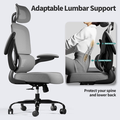 TRALT Office Chair Ergonomic Desk Chair, 330 LBS Home Mesh Office Desk Chairs with Wheels, Comfortable Gaming Chair, High Back Office Chair for Long Hours (Black)