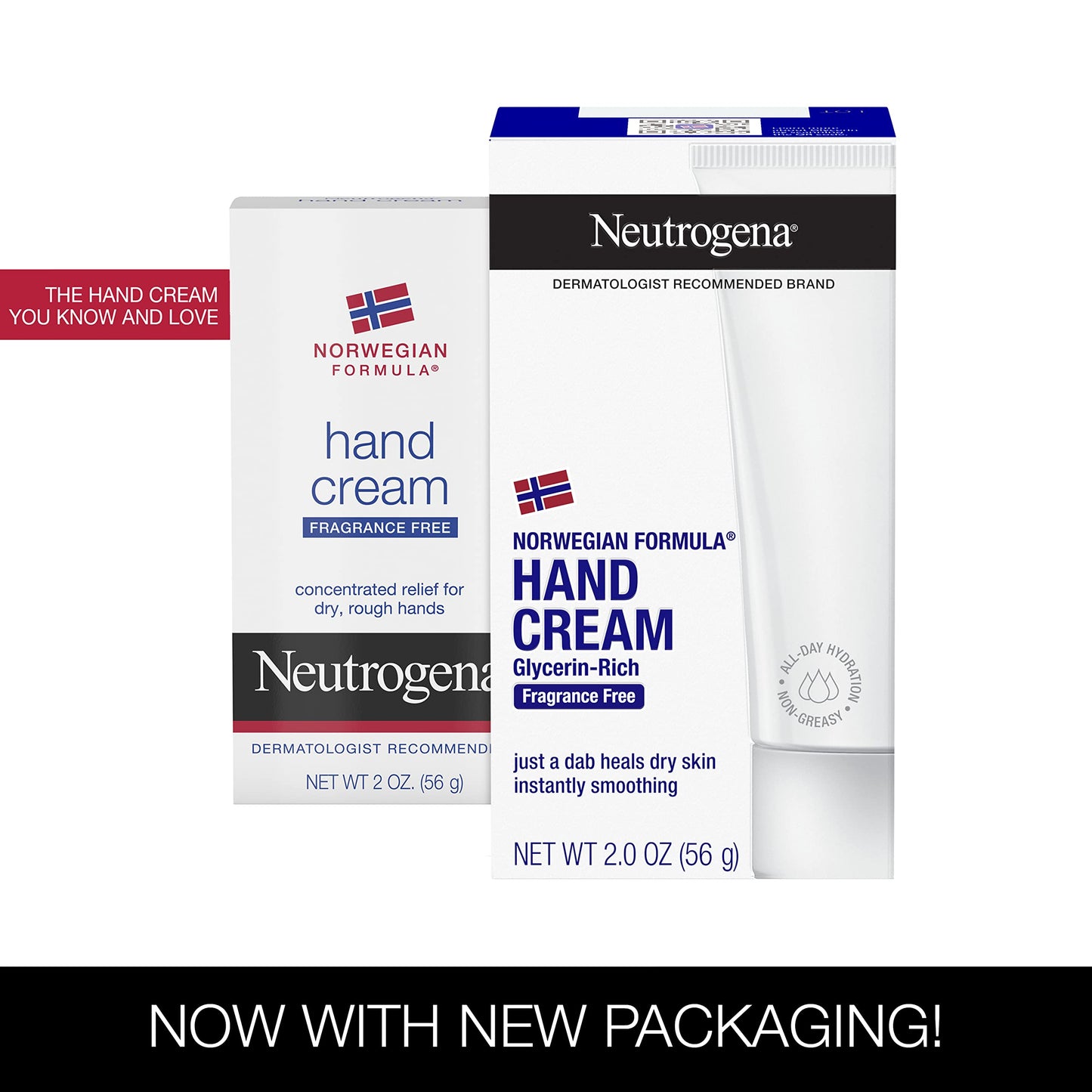 Neutrogena Norwegian Formula Moisturizing Hand Cream Formulated with Glycerin for Dry, Rough Hands, Fragrance-Free Intensive Hand Cream, 2 oz (Pack of 2)
