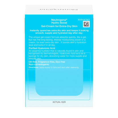 Neutrogena Hydro Boost Hyaluronic Acid Hydrating Gel-Cream Face Moisturizer to Hydrate & Smooth Extra-Dry Skin, Oil-Free, Fragrance-Free, Non-Comedogenic & Dye-Free Face Lotion, 1.7 oz