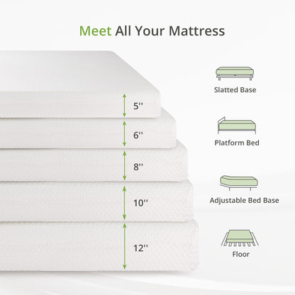 Full Size Memory Foam Mattress, 8 Inch Bed Mattress in A Box with Cooling Green Tea Gel, Pressure Relief with Medium Firm Support, CertiPUR-US Certified, 75''L x 54''W, ‎37.3 pounds White