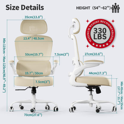 TRALT Office Chair Ergonomic Desk Chair, 330 LBS Home Mesh Office Desk Chairs with Wheels, Comfortable Gaming Chair, High Back Office Chair for Long Hours (Black)